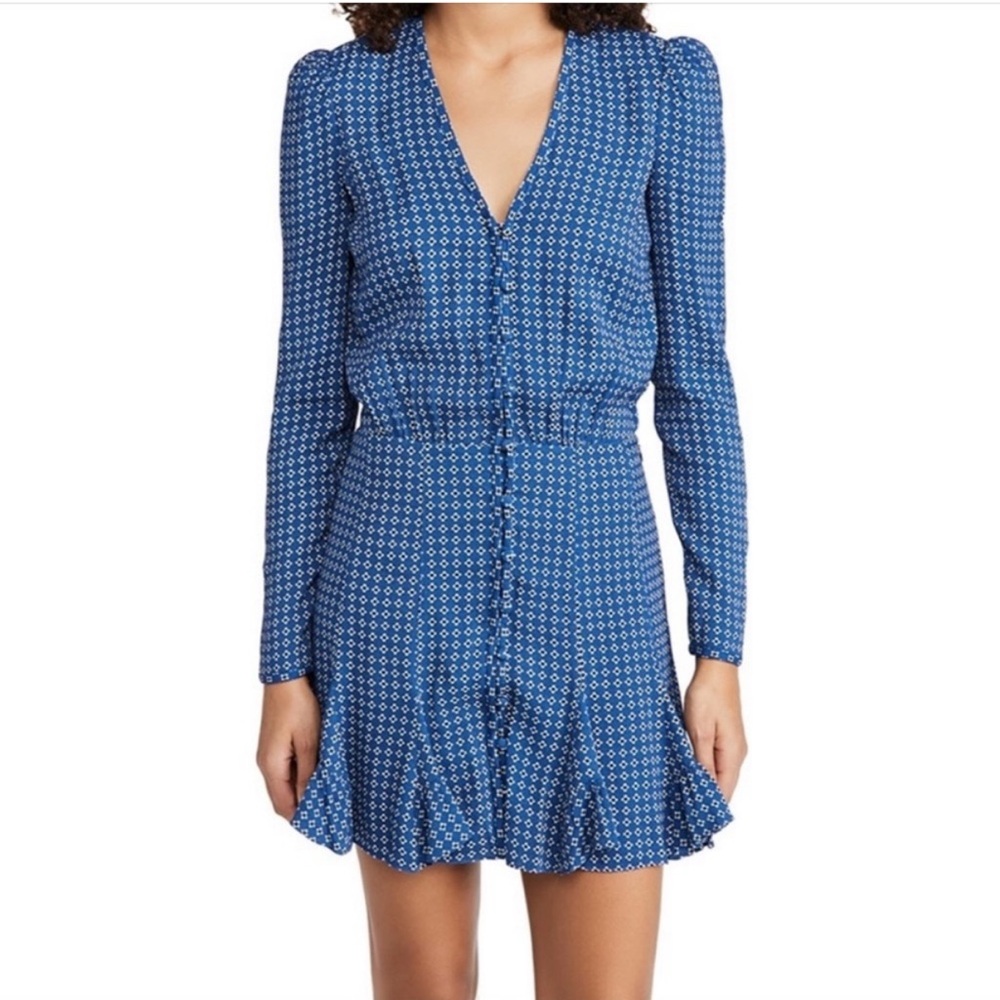Veronica Beard blue/white Riggens dot/floral minidress size 8 like new!